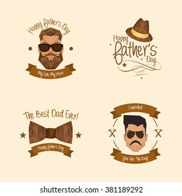 Set of banners with text and different elements for father's day