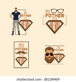 Set of banners with text and different elements for father's day