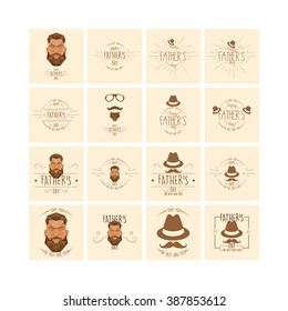 Set of banners with text and different elements for father's day