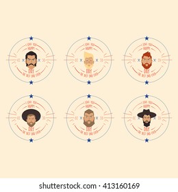 Set of banners with text and different men's faces for father's day celebrations