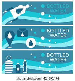 Set Banners Theme Bottled Water Flat Stock Vector (Royalty Free ...