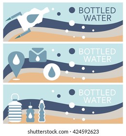 Set of banners for theme bottled water flat design. Vector illustration