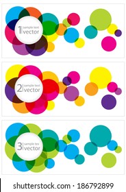 set of banners with transparent colorful bubbles