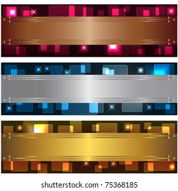 Set banners with transparent squares and design elements. 10eps vector.