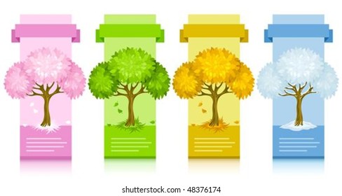 set of banners with tree from different seasons vector illustration
