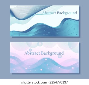 conjunto de banners con fondo abstracto de moda. Ondas con gradiente y círculos. Plantilla de diseño para fondo, fondo, marco, volante, postal, presentación, tarjeta de visita. 