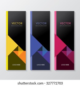 a set of banners with triangle background