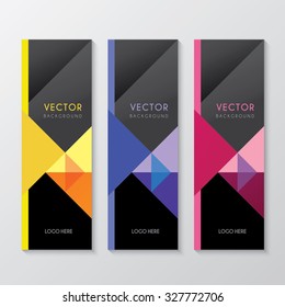a set of banners with triangle background