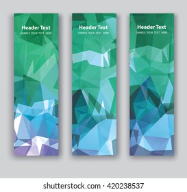 set of banners with triangles.Vertical polygonal banners