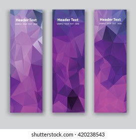 set of banners with triangles.Vertical polygonal banners