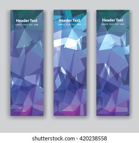 set of banners with triangles.Vertical polygonal banners