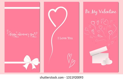A set of banners for Valentine's Day. Pink background.