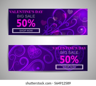 Set of banners for Valentine's Day. Vector Eps 10
