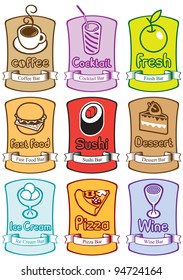 set of banners for various products