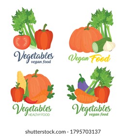 set of banners with vegetables, concept healthy food vector illustration design
