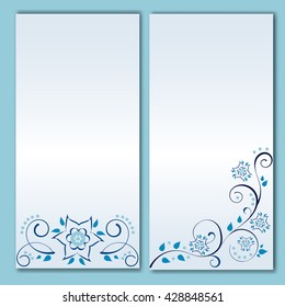 Set of banners with vintage floral pattern. Perfect for card, invitation and wedding