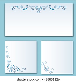 Set of banners with vintage floral pattern. Perfect for card, invitation and wedding