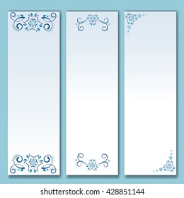 Set of banners with vintage floral pattern. Perfect for card, invitation and wedding