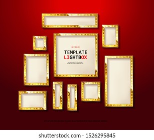 Set of banners in vintage style. Frames with shining lights. Vector illustration.