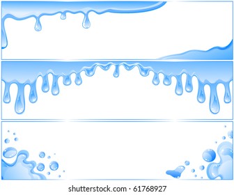 Set of banners with water drops