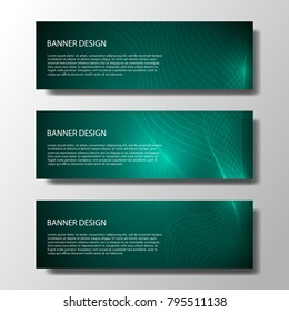 Set of Banners with wavy lines and bright stripes. Geometric Abstract Modern Vector Illustration.Business design templates.