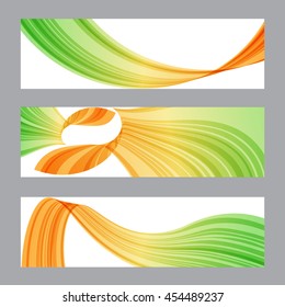 Set banners, wavy shape, curve striped