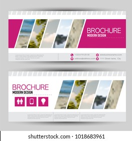 Set of banners for web advertisement or site headers. Print out promotion template. Horizontal flyer handout design. Pink color. Vector illustration.