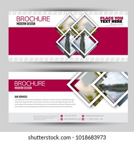 Set of banners for web advertisement or site headers. Print out promotion template. Horizontal flyer handout design. Pink color. Vector illustration.