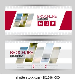 Set of banners for web advertisement or site headers. Print out promotion template. Horizontal flyer handout design. Red color. Vector illustration.