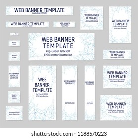 Set of banners. Web templates of standard sizes. Vector illustration. Scientific polygonal figure.