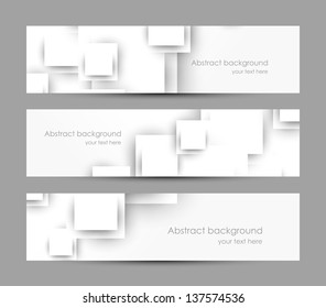 Set of banners with white squares
