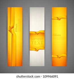 set of banners with yellow ribbons