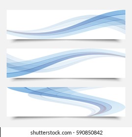 Set of banners.Abstract blue and white waves.