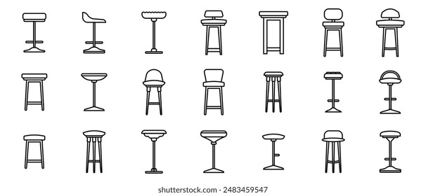 set of bar chair icons isolated on white background 