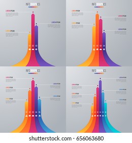 Set of bar chart infographic templats for data visualization with 3-6 options.