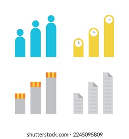 Set of bar graph templates for company business presentations, reports, leaflets, brochures.