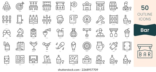 Set of bar icons. Thin linear style icons Pack. Vector Illustration