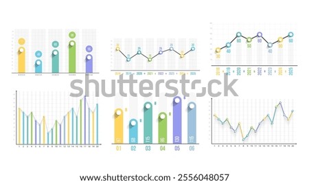 Set of bar and line charts, infographic templates, vector eps10 illustration