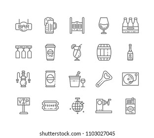 Set of Bar outline icons isolated on white background. Editable Stroke. 64x64 Pixel Perfect.