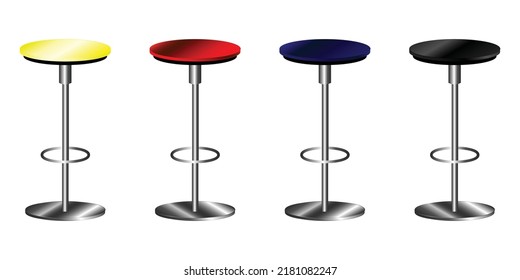 Set Of Bar Stool, Set Of Bar Chair Vector Isolated On White