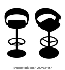 Set with bar stool silhouettes isolated on white background. Vector illustration