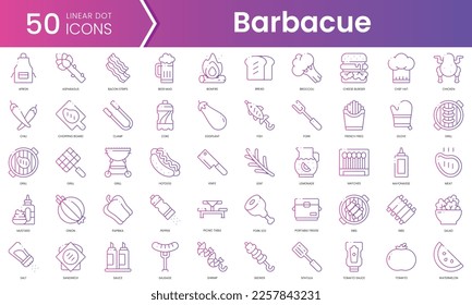 Set of barbacue icons. Gradient style icon bundle. Vector Illustration