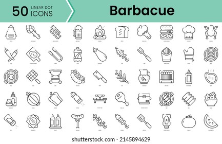 Set of barbacue icons. Line art style icons bundle. vector illustration