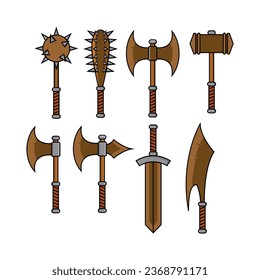 conjunto de ilustraciones vectoriales de armas bárbaras