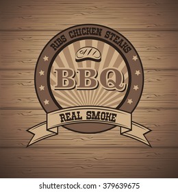 Set of Barbecue BBQ logo, stamp, retro poster, food menu package design 