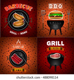 Set of barbecue graphic designs, Vector illustration