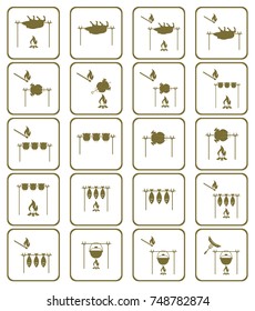 Set of barbecue grill with boar and chicken icons. Vector illustration