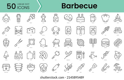 Set of barbecue icons. Line art style icons bundle. vector illustration