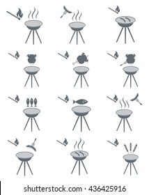 Set of barbecue icons. Vector illustration