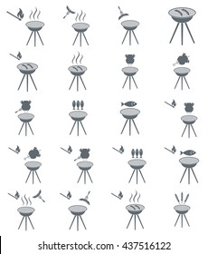 Set of barbecue icons. Vector illustration